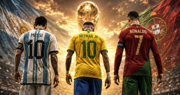 Última Copa do Mundo de Messi, Neymar e Cristiano Ronaldo